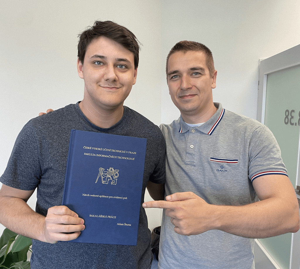 Adam Štursa with his bachelor thesis